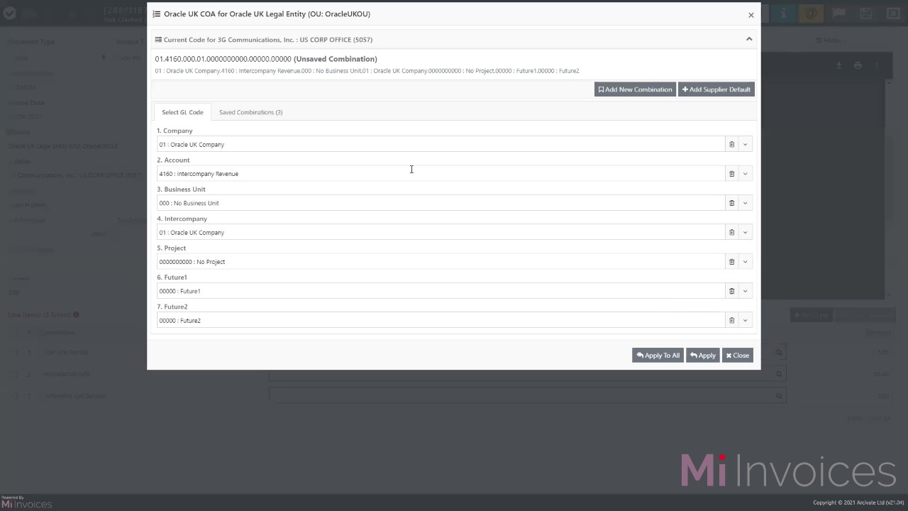 screenshot of Mi Invoices